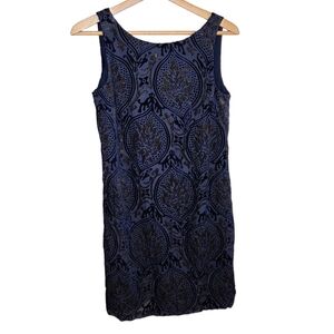 Loft Outlet | Navy & Gold Mystic Velvet Scoop Back Dress Size Small